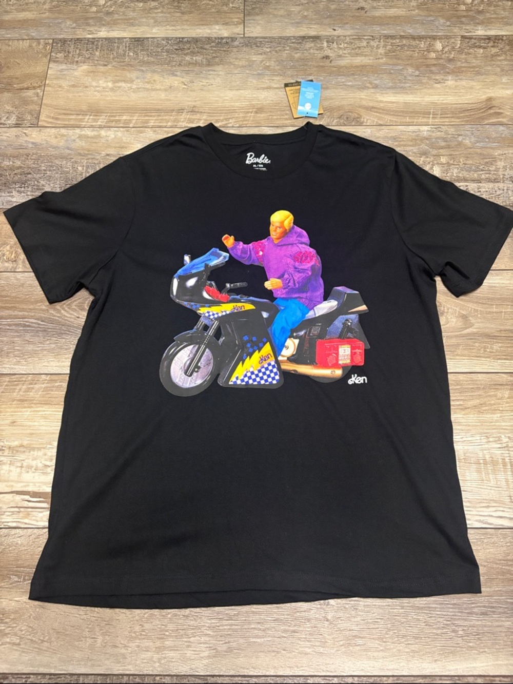 NWT 90s Mattel Ken Barbie Motorcycle T Shit Black XL